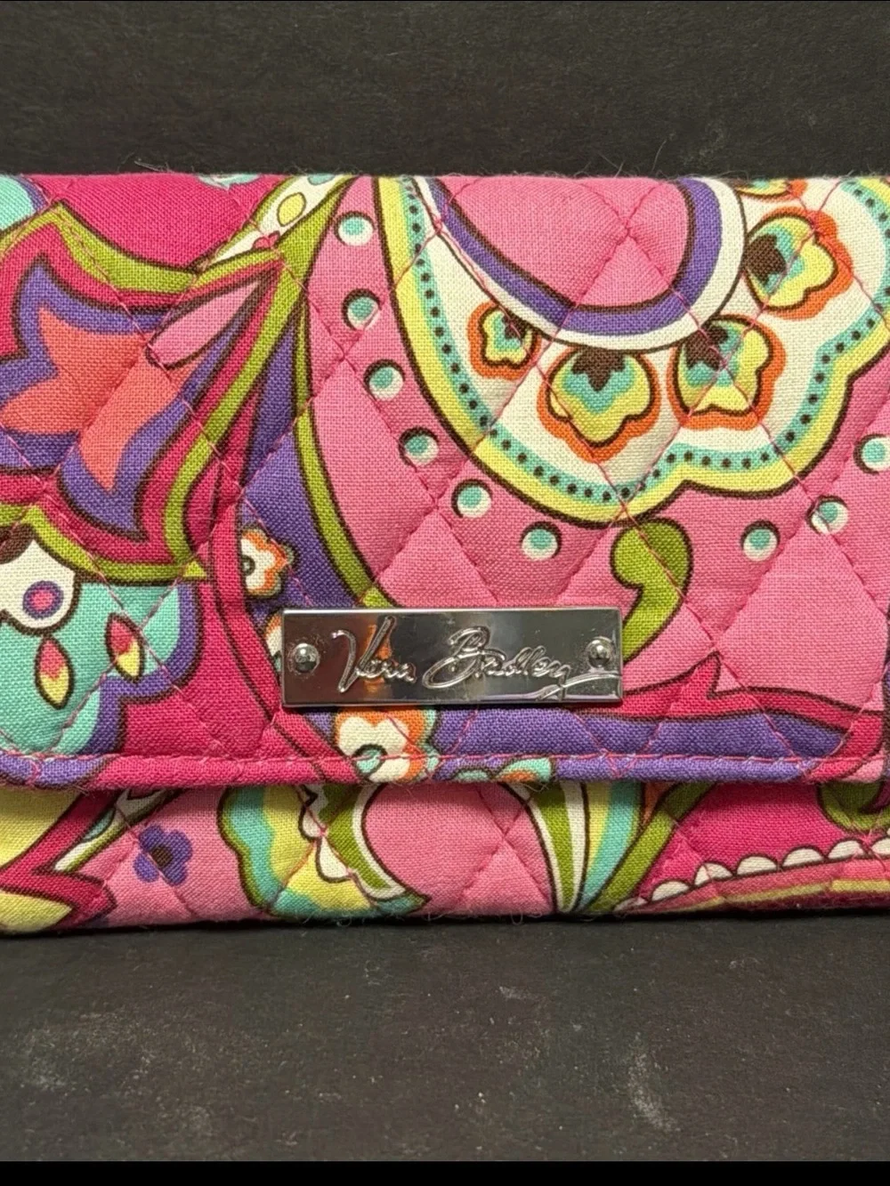 NWT Vera Bradley Petite Trifold Wallet in Pink Swirls